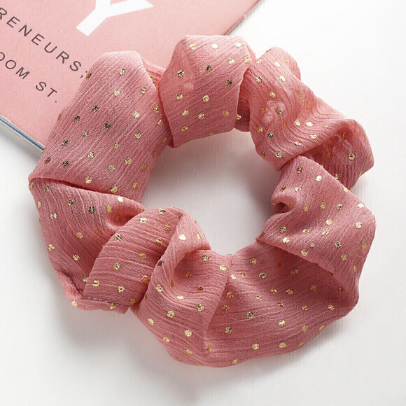 Scrunchie With Sparkly Accent In Pink - Picture 1 of 3
